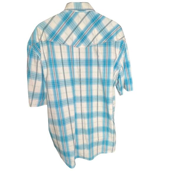 Roper Wear The West Men's Plaid Collared Pockets Button-Up Shirt Blue Size XL - Picture 4 of 12